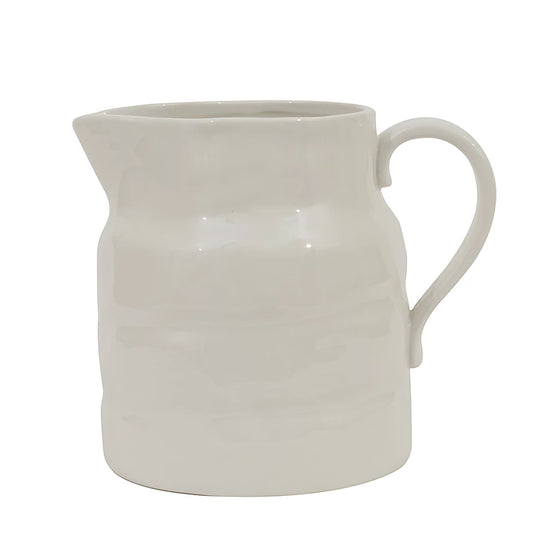 2 Qt Stoneware Pitcher - White