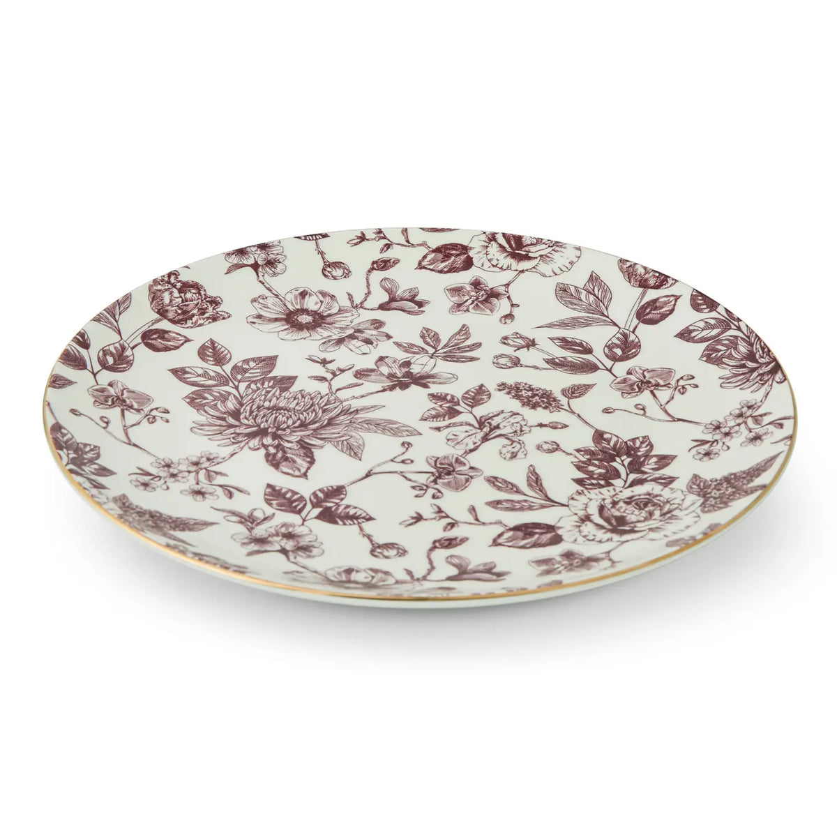 10.5" Dahlia Toile Gold Rim Dinner Plate