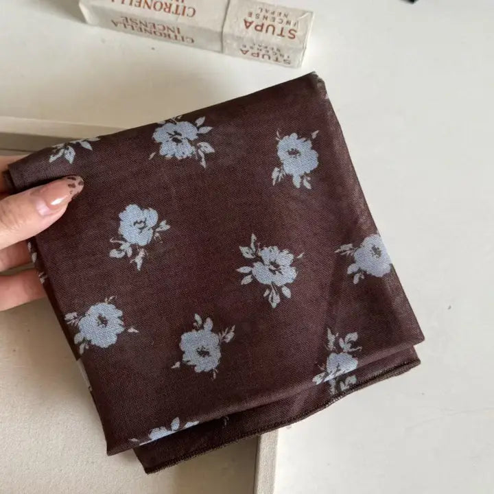 Chocolate/Blue Floral Scarf