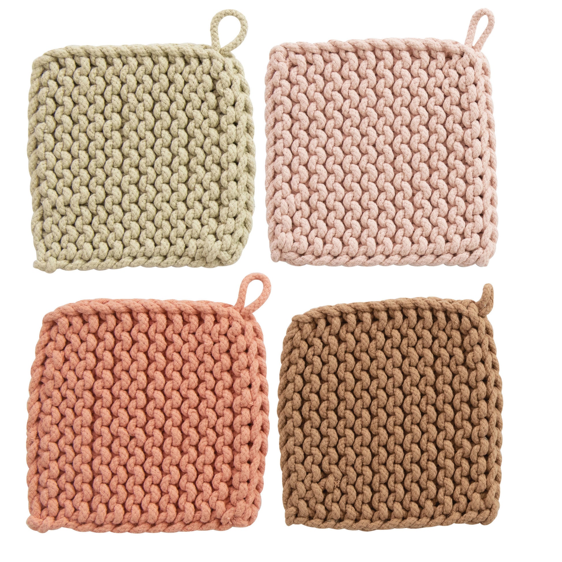 Cotton Crocheted Potholder, 4 Colors