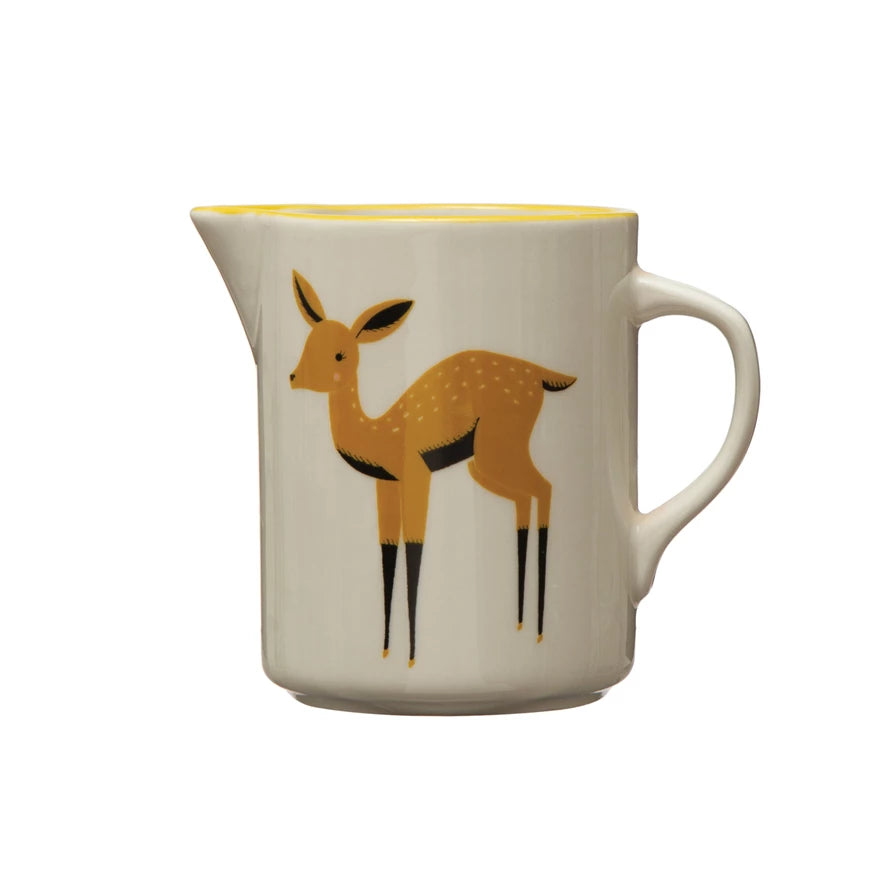 Stoneware Creamer with Deer