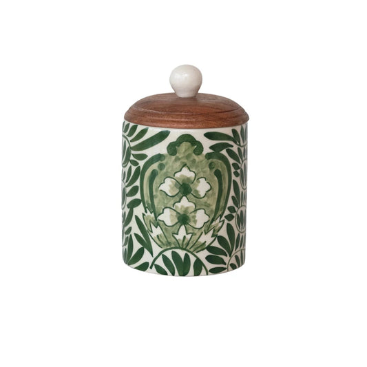 5" Green Stoneware Canister