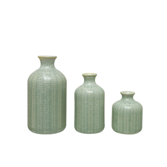 Embossed Stoneware Vase