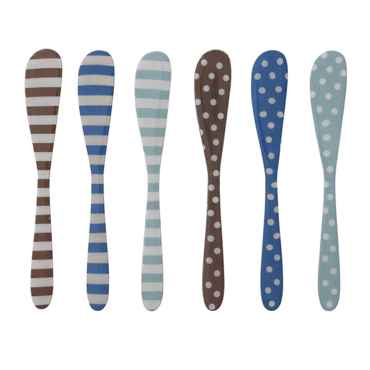 Enameled Stainless Steel Canape Knife with Stripes/Dots
