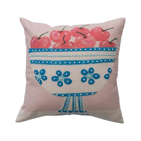 Cherry Embroidery Pillow