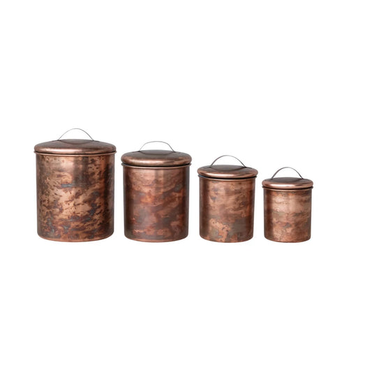 Stainless Steel Canisters, Oxidized Copper Finish, Set of 4