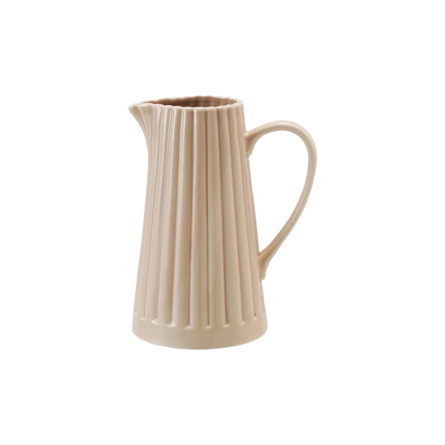 40oz Stoneware Ribbed Pitcher green