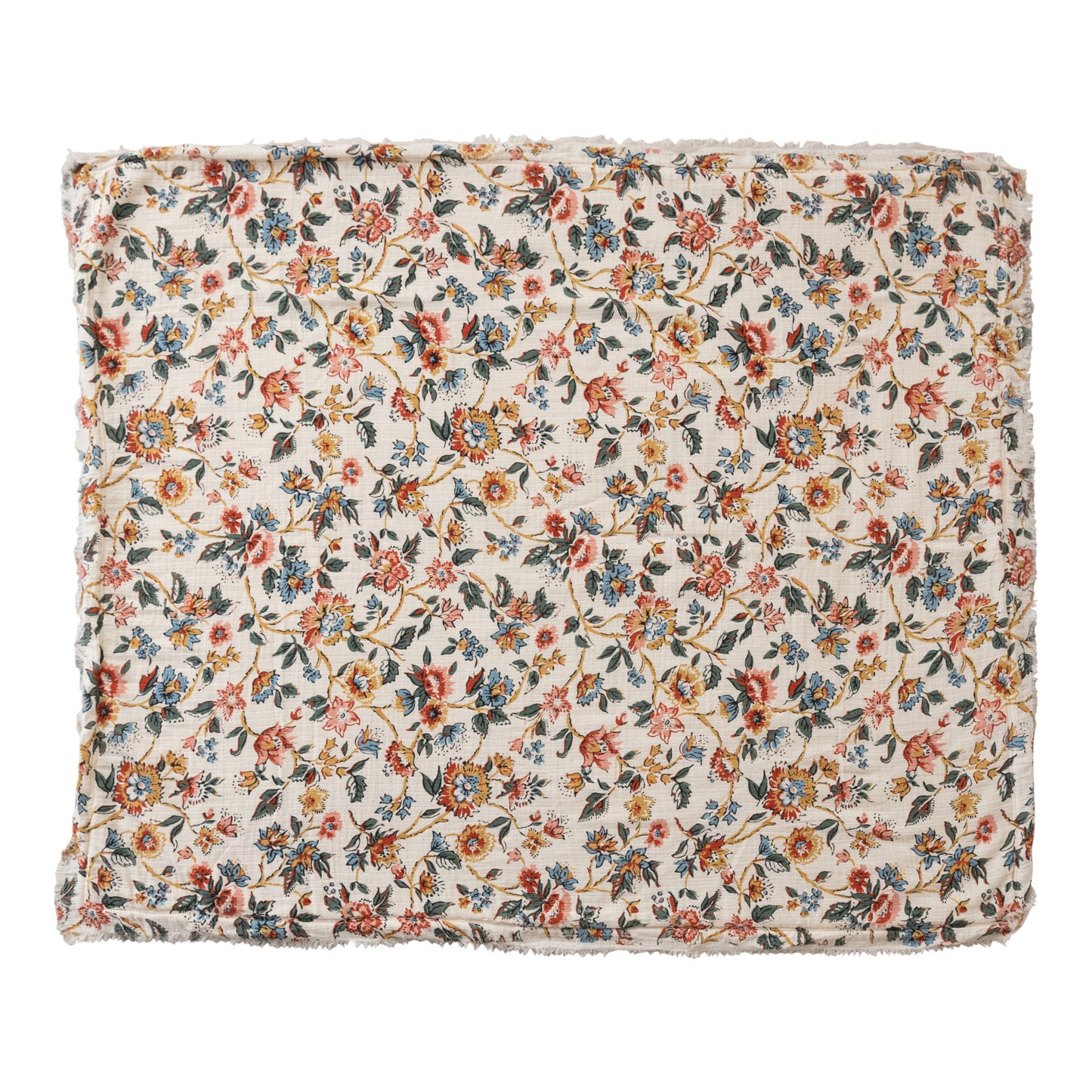FloralWoven Cotton Printed Throw w/ Sherpa Back