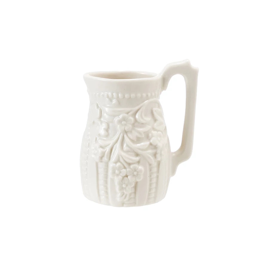 2oz Embossed Stoneware Creamer