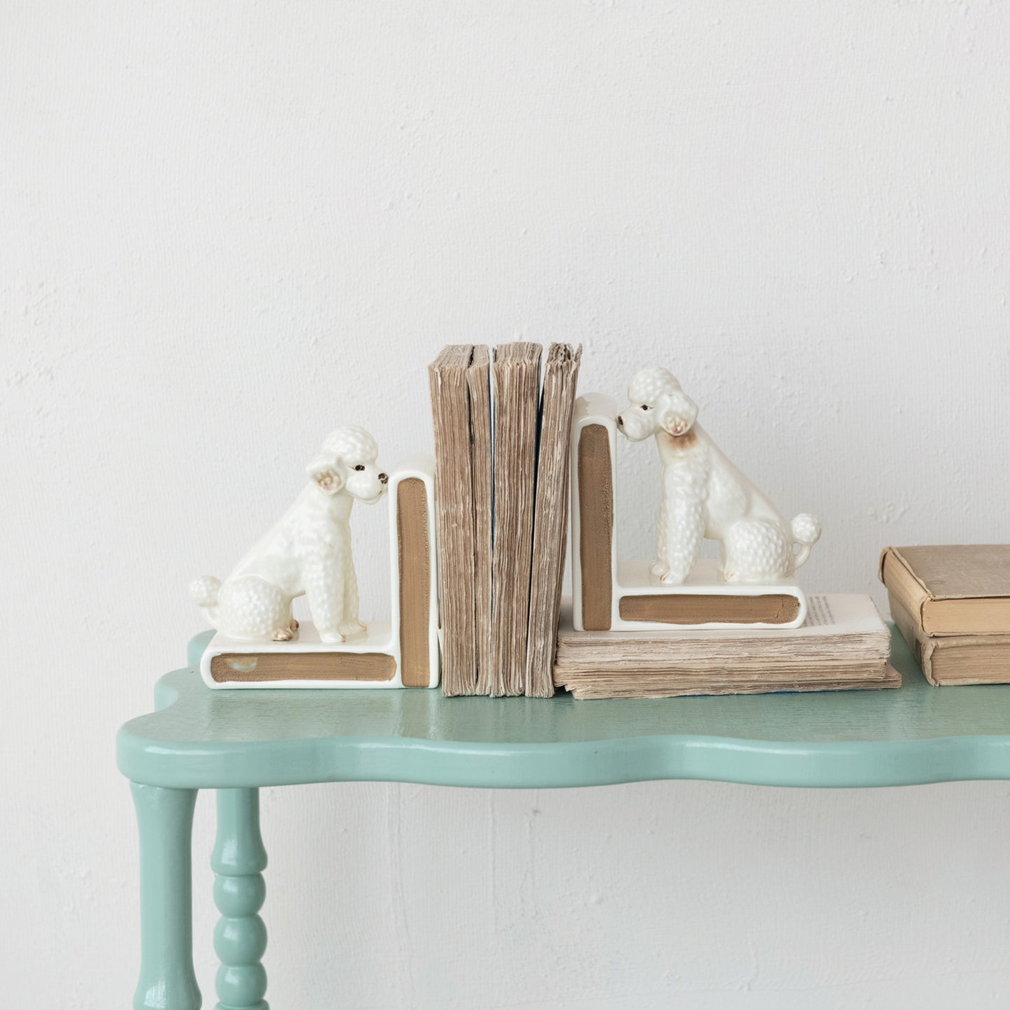Stoneware Poodle Shaped Bookends