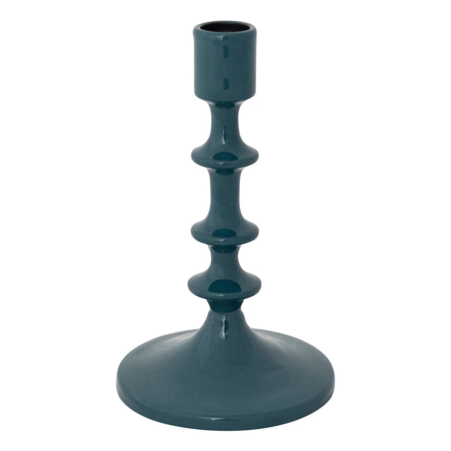 Enameled Aluminum Taper Holder, Teal