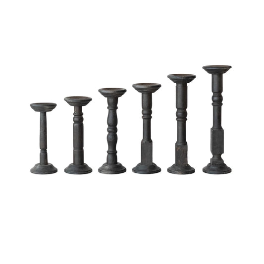 Found Turned Wood Candle Holders