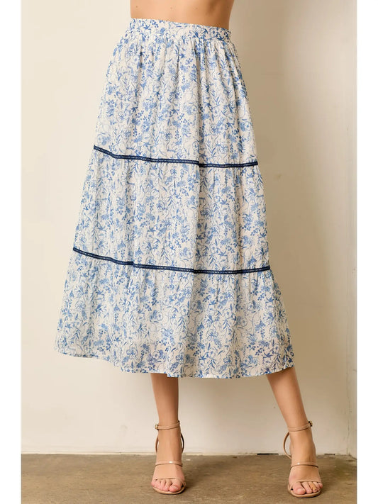 Printed Floral Midi Skirt