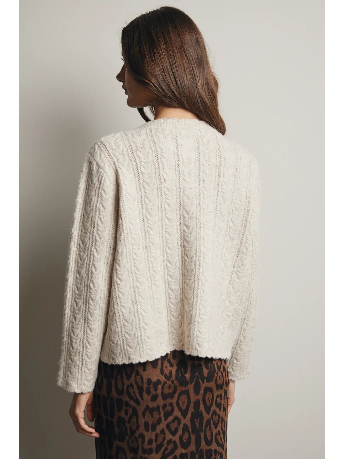 Cable Knit Button Henley Sweater