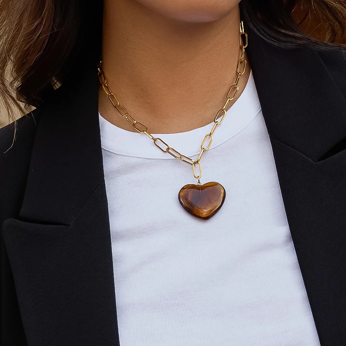 Rouelle 18K Gold Non-Tarnish Heart Chain Necklace