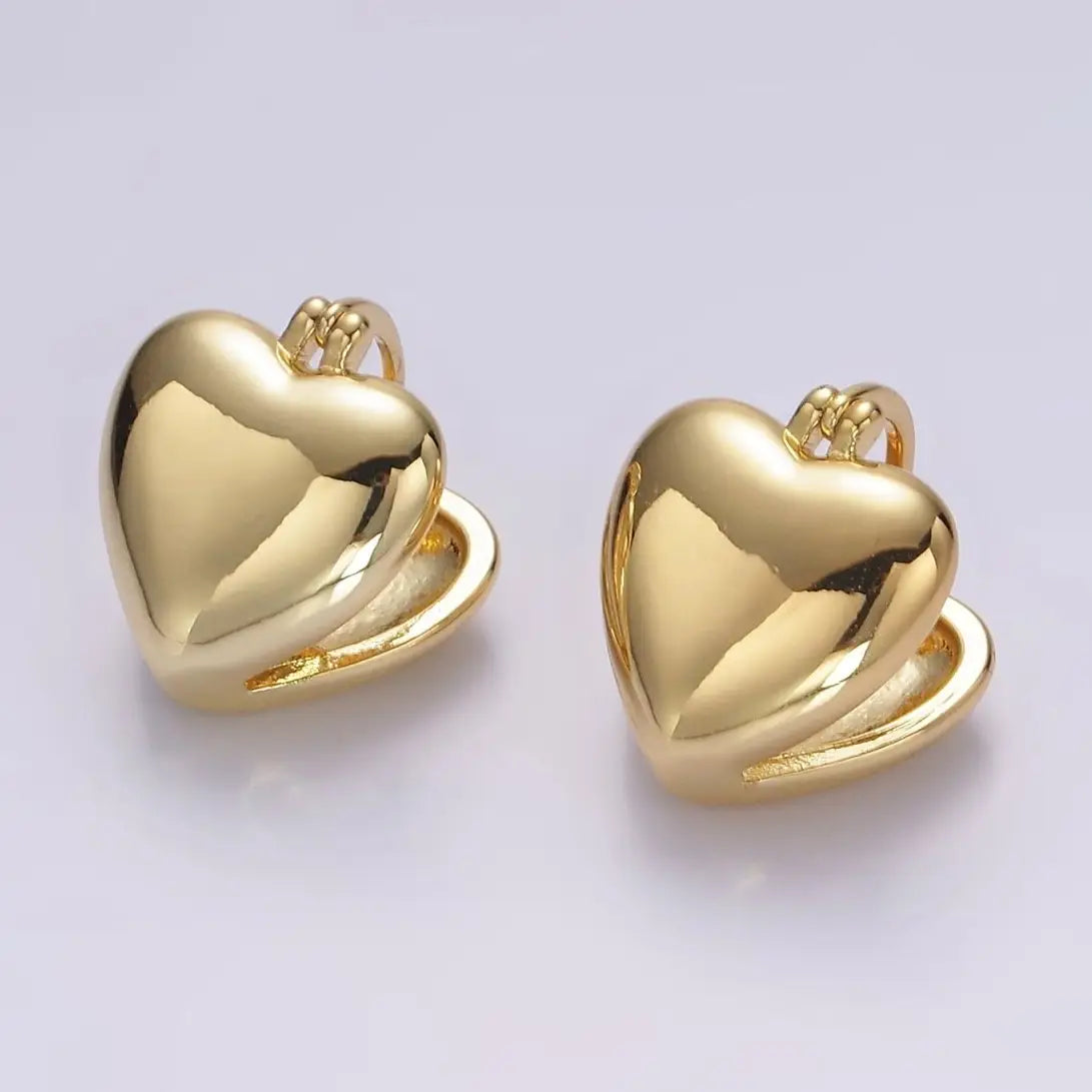 14K Gold Filled Heart Double Sided Latch Hoop Earrings