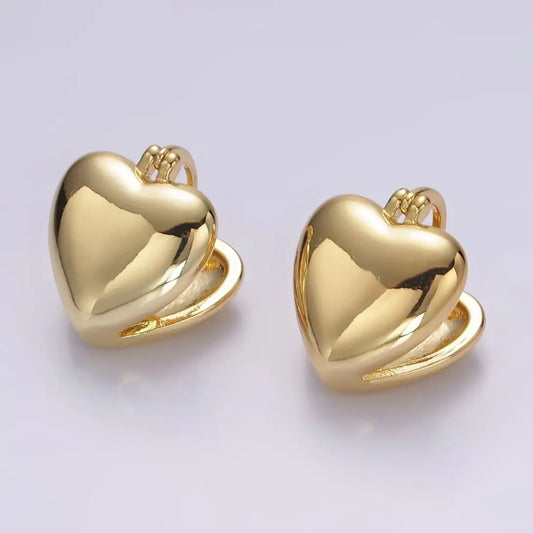 14K Gold Filled Heart Double Sided Latch Hoop Earrings