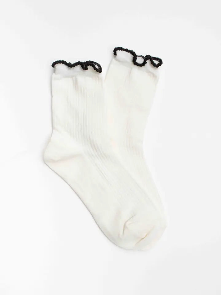 Ruffle Edge Cotton Blend Socks