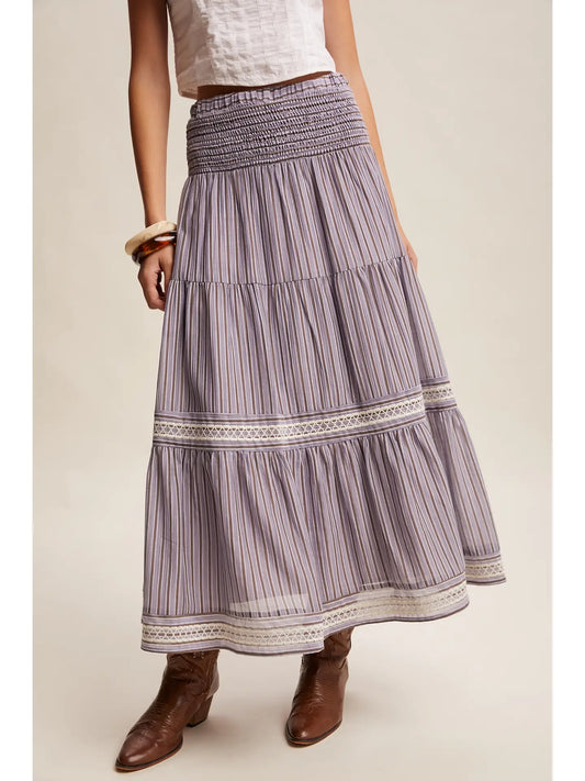 Striped Smocked Maxi Skirt