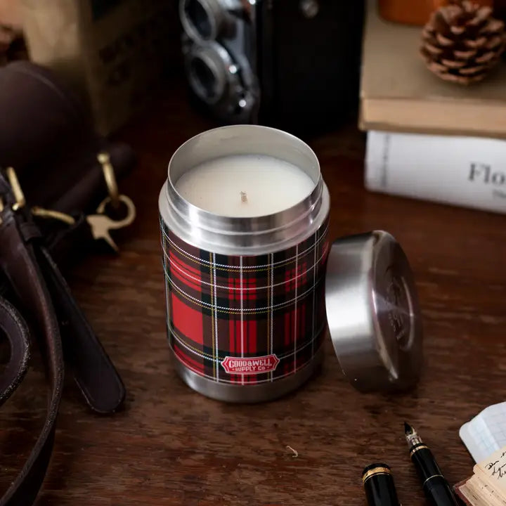 Plaid Vintage Canteen Candle
