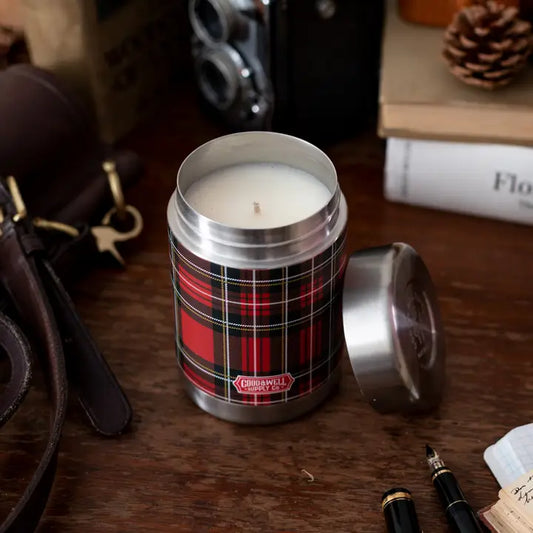 Plaid Vintage Canteen Candle
