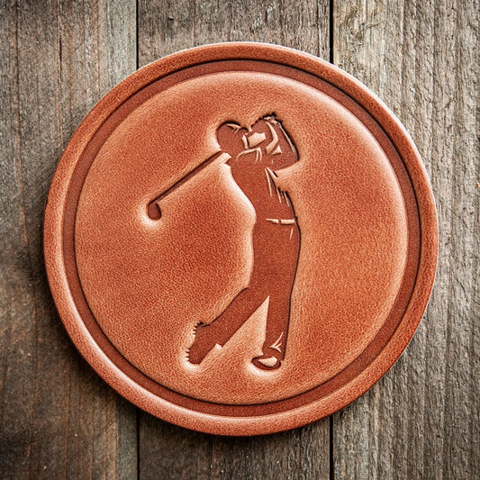 Golfer Leather Coaster