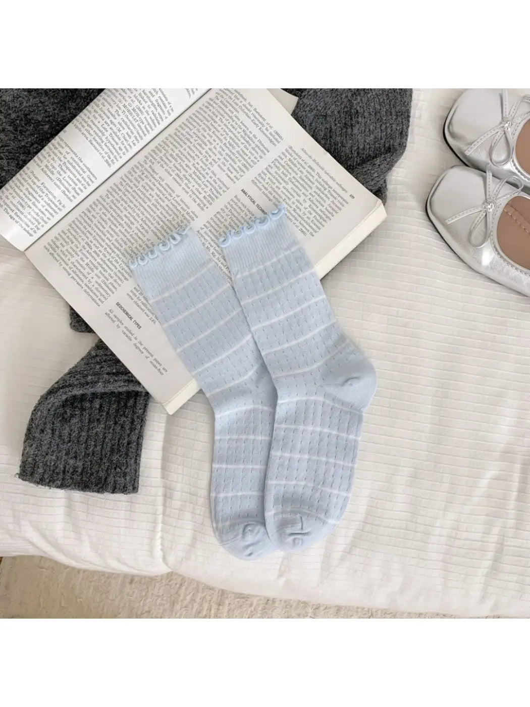 Ruffle Trim Striped Socks