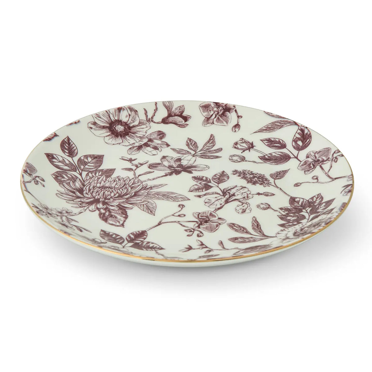 8" Dahlia Toile Gold Rim Salad Plate