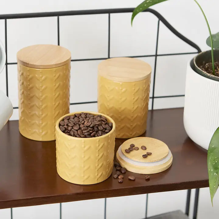 Retro Vine Texture Ceramic Canister Set