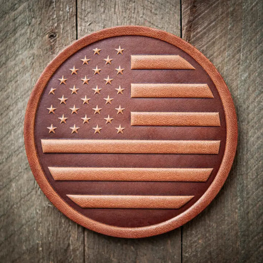American Flag Leather Coaster