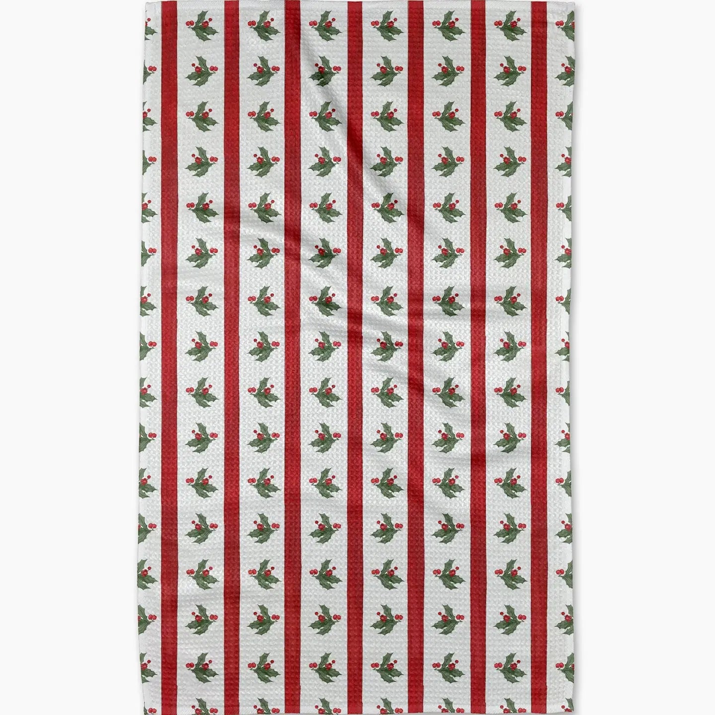 Christmas Holly Stripe Geometry Tea Towel