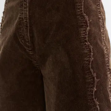 Wide-Leg Corduroy Scalloped Trousers