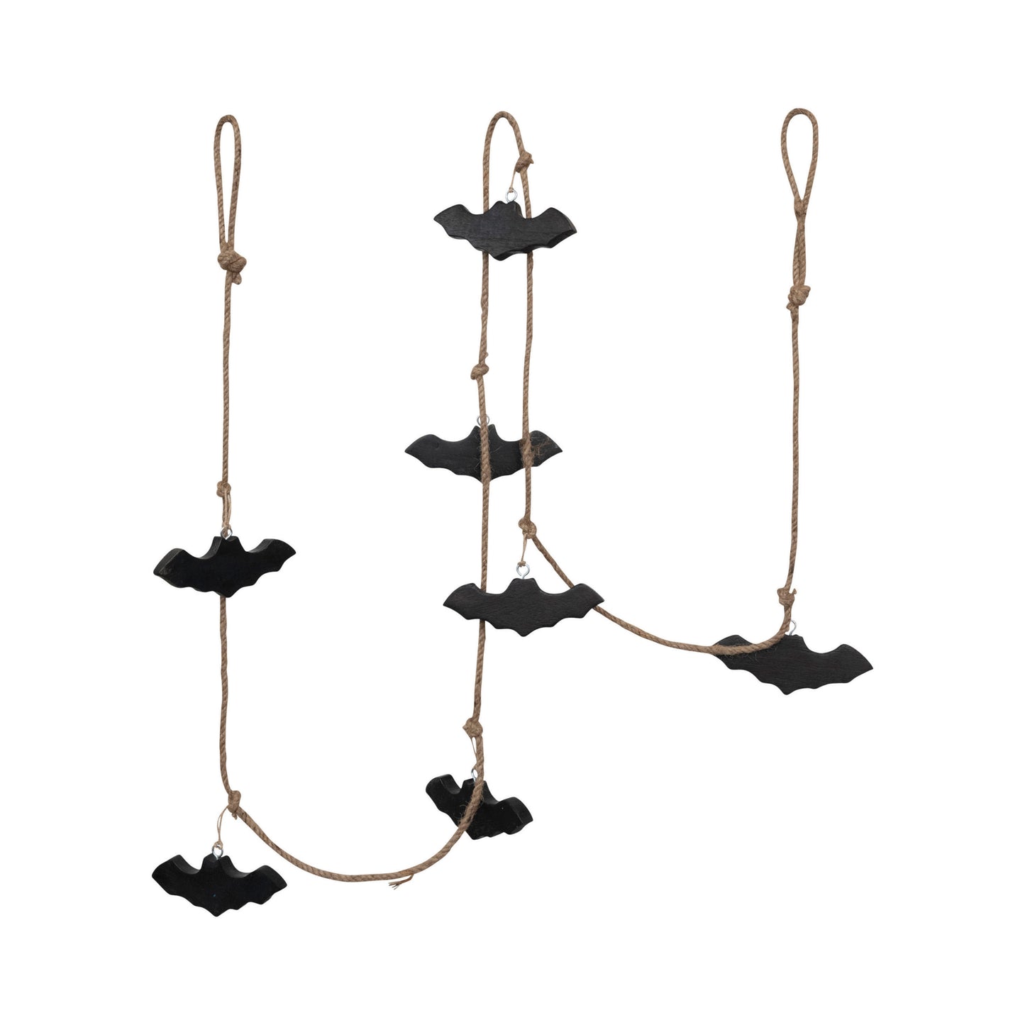 72"L Mango Wood and Jute Rope Bats Garland