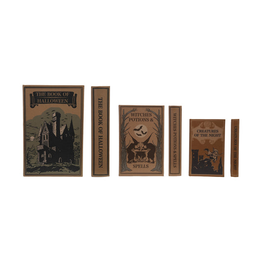 MDF & Linen Halloween Themed Book Storage Boxes, Set of 3