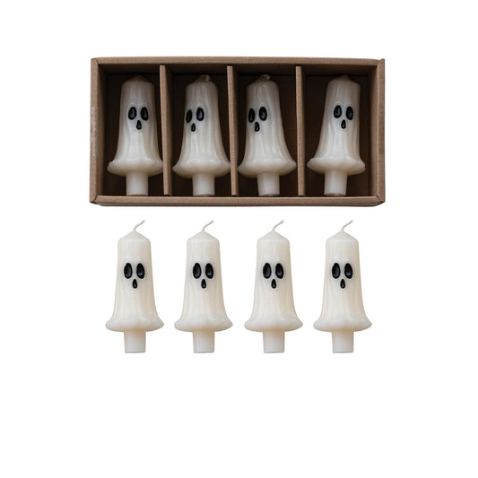 Unscented Ghost Shaped Bottle Taper Candles in Box