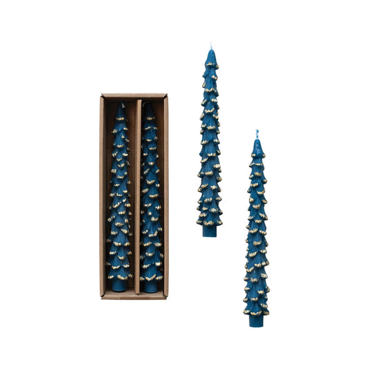 10" Tree Shaped Taper Blue Set/2