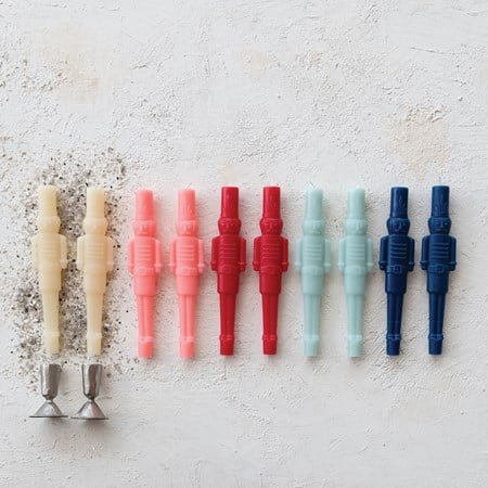 Unscented Nutcracker Shaped Taper Candles in Box Set of 2