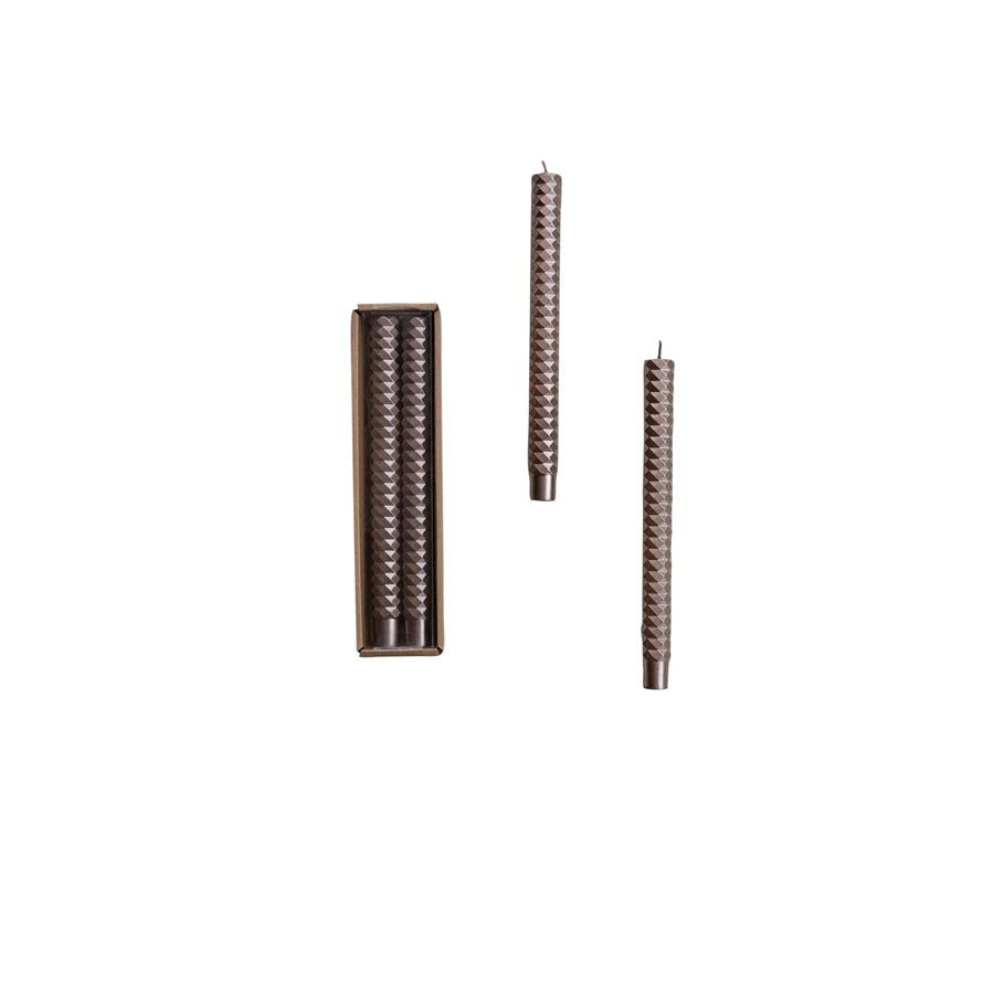 10" Unscented Facated Taper Candle Set 2