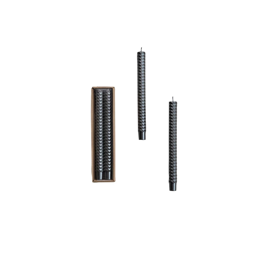 10" Unscented Facated Taper Candle Set 2
