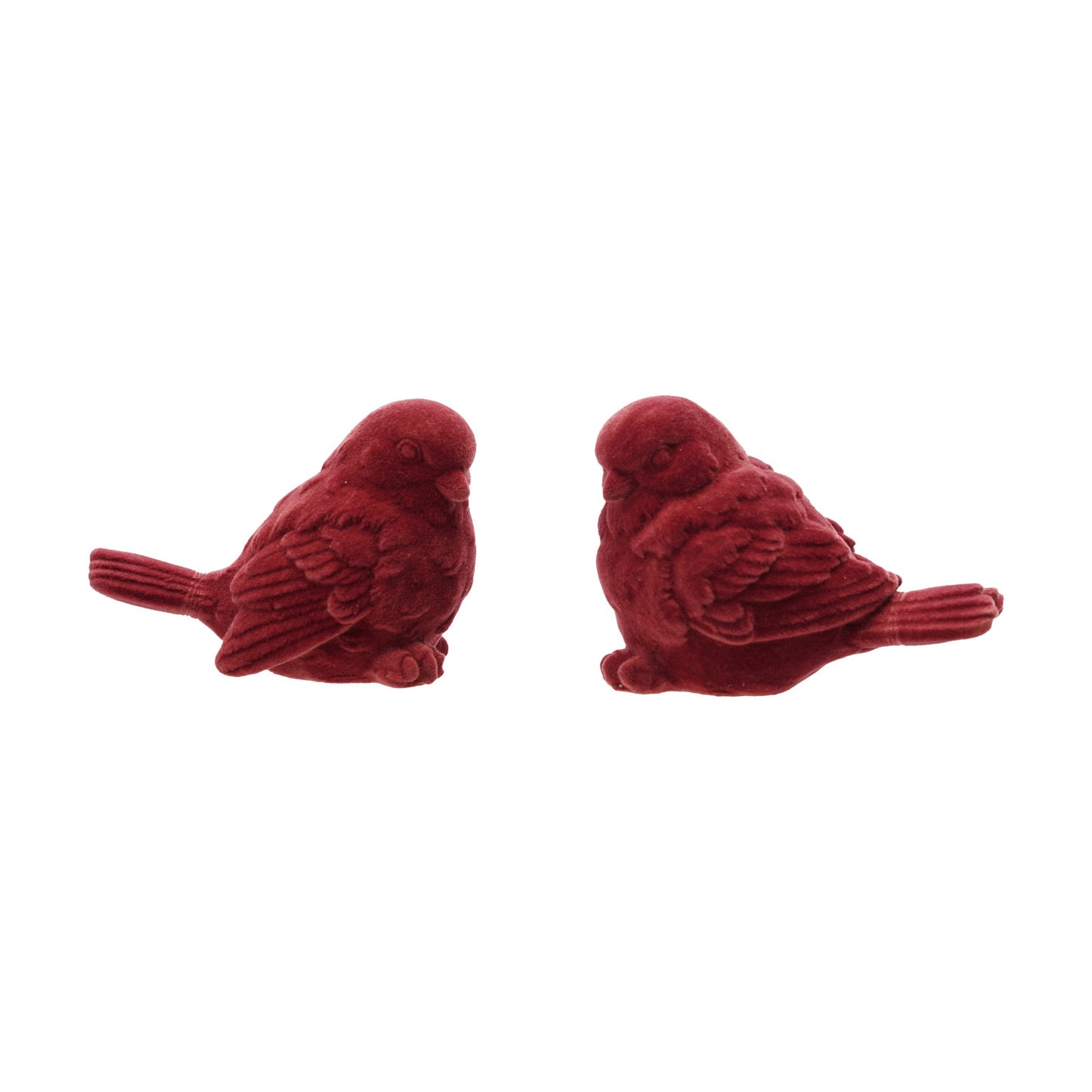 Flocked Resin Chickadee, Burgundy Color, 2 Styles