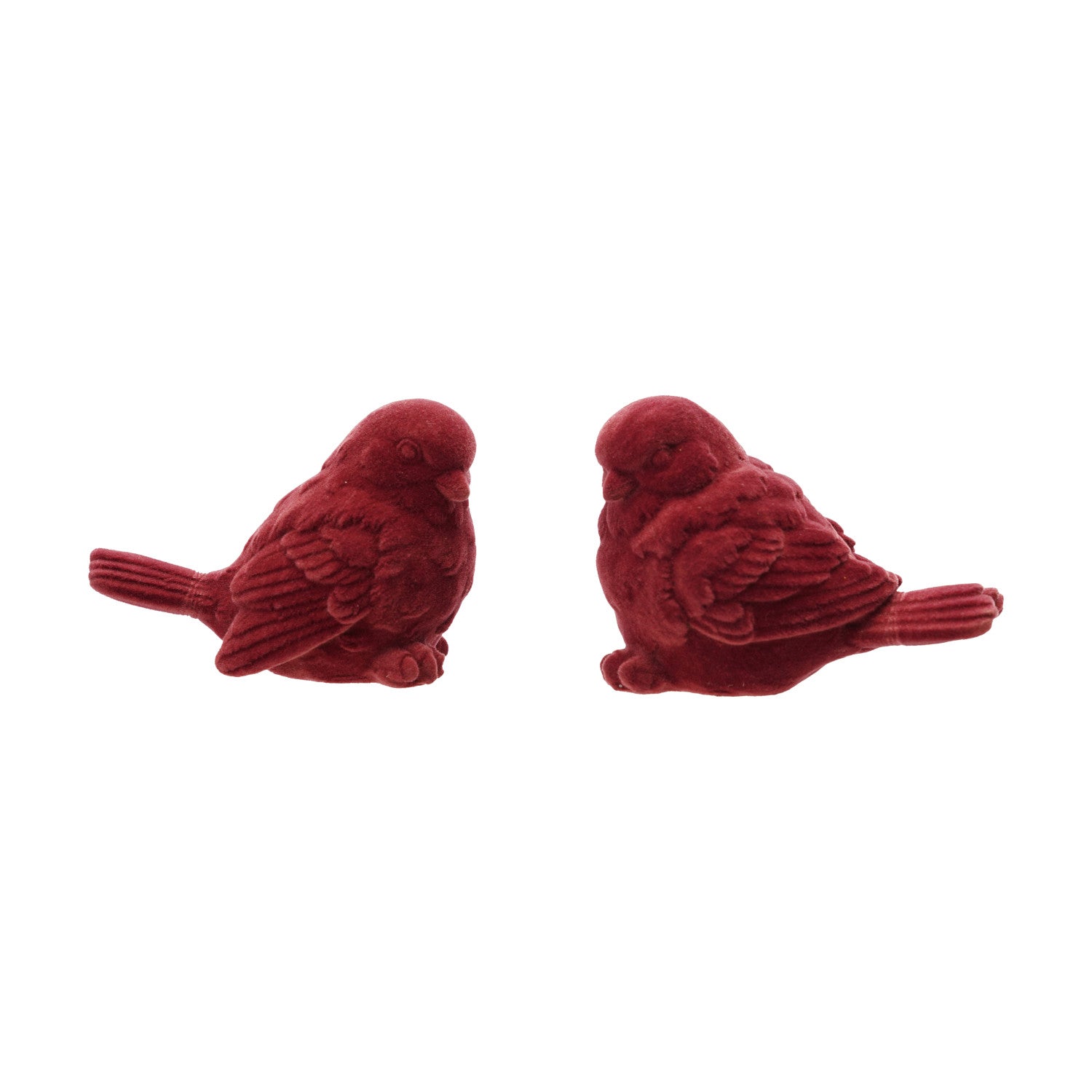 Flocked Resin Chickadee, Burgundy Color, 2 Styles