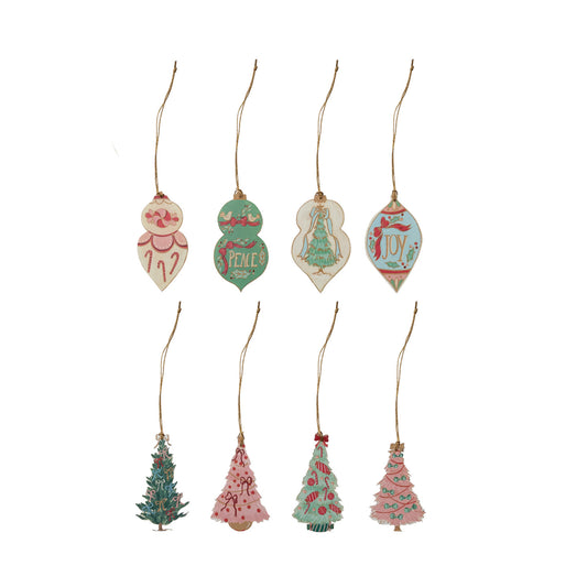 Printed Paper Christmas Tree Gift Tags/Ornaments, Set of 8 ©