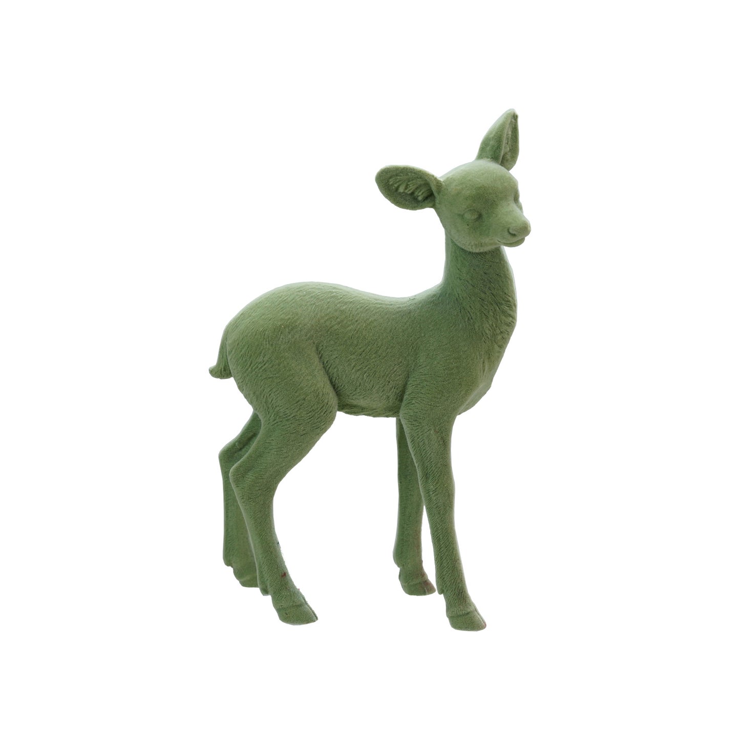 5-1/2"L x 2-1/4"W x 9"H Flocked Resin Standing Deer, Mint Color