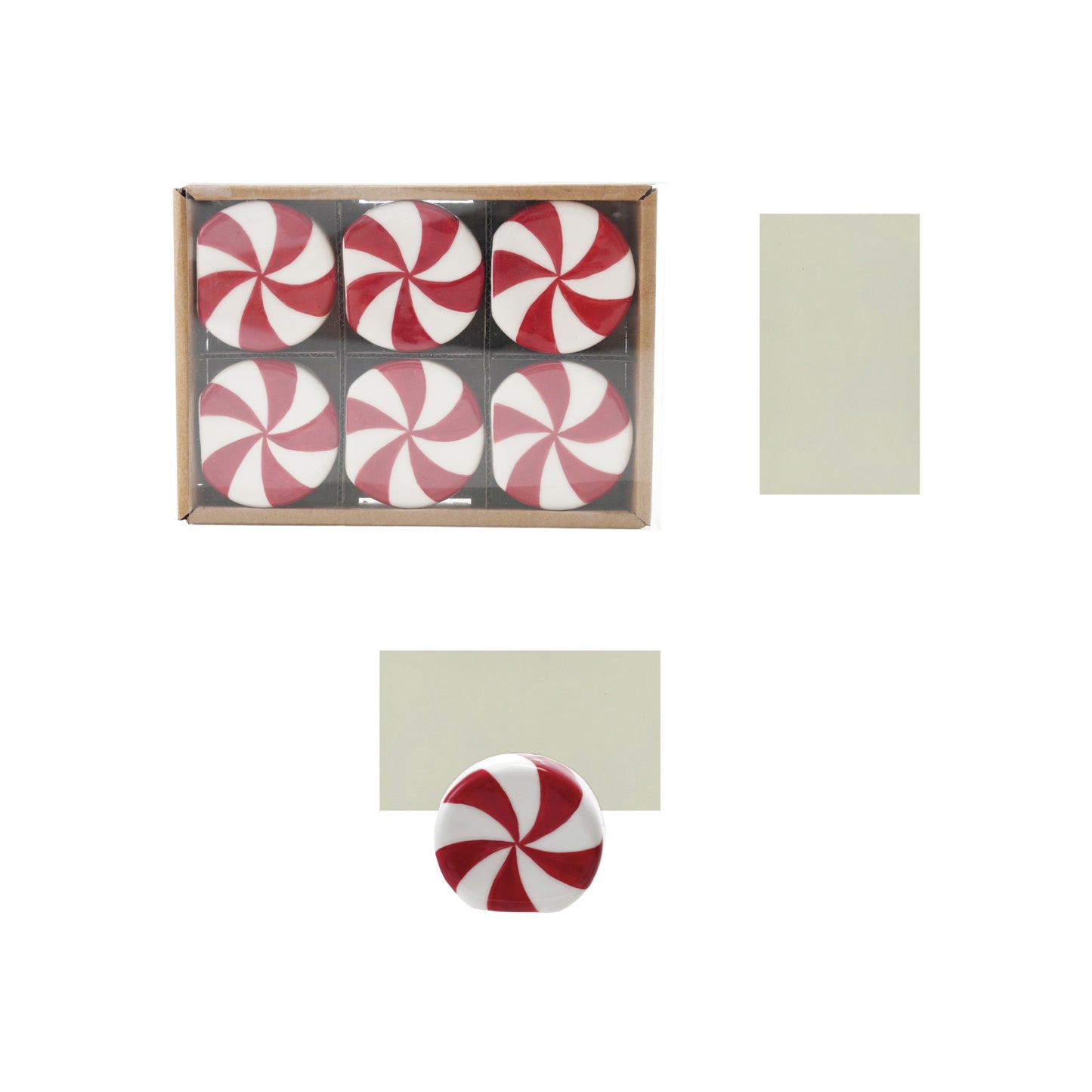 Peppermint Candy Card/Photo Holders with 12 Cards, Boxed Set of 6