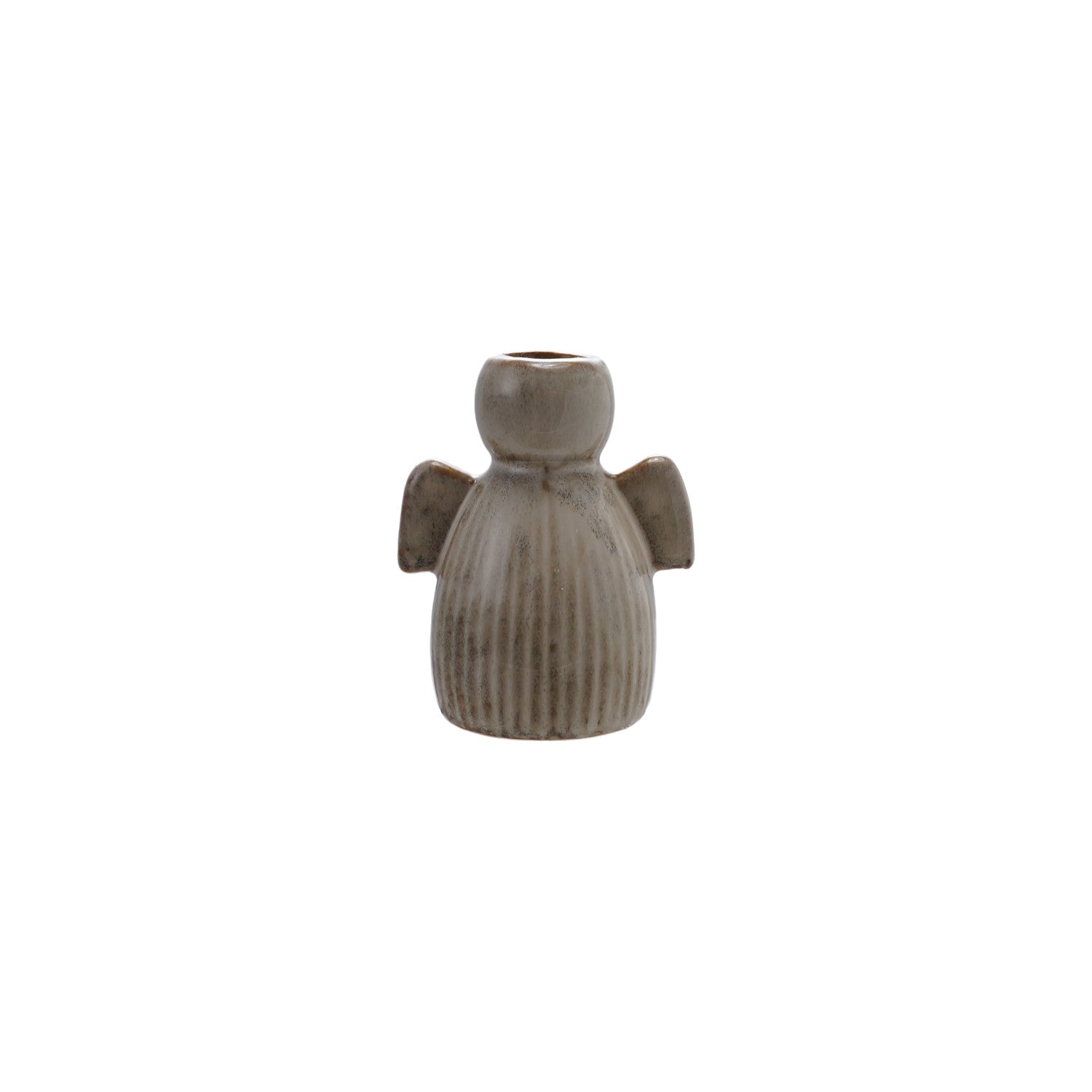 Stoneware Fluted Angel Taper Holder, Reactive Glaze (Each Will Vary)