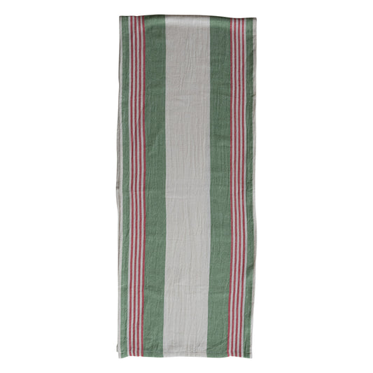 Woven Cotton Flour Sack Table Runner with Stripes