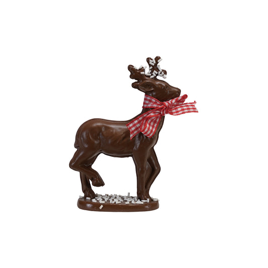 Resin Milk Chocolate Deer with Gingham Bow & Sprinkles, Brown