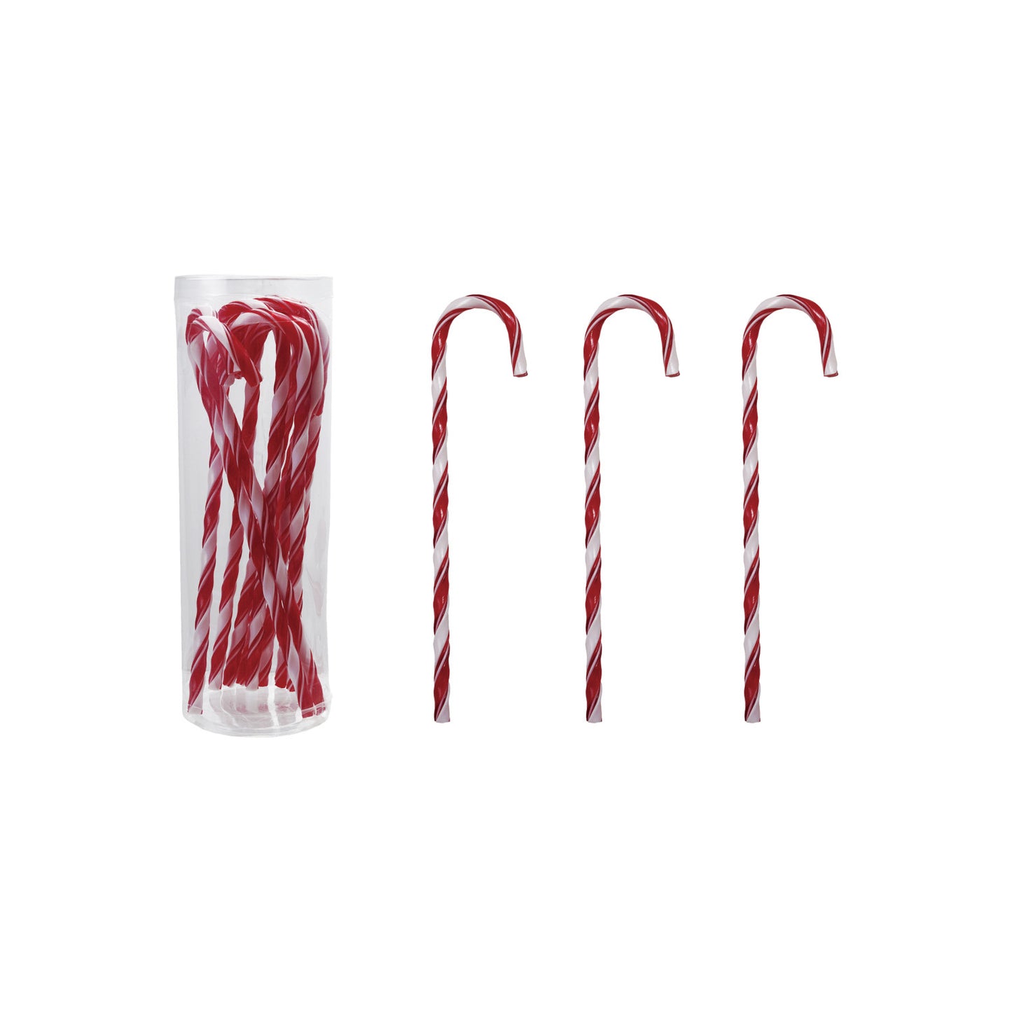 Plastic Candy Cane Drink Stirrers with Stripes, Set of 10