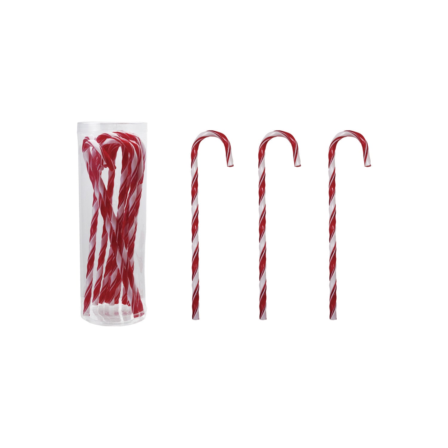 Plastic Candy Cane Drink Stirrers with Stripes, Set of 10