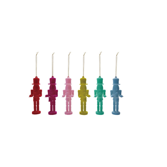 5-1/4"H Flocked Plastic Soldier Ornament, 6 Colors